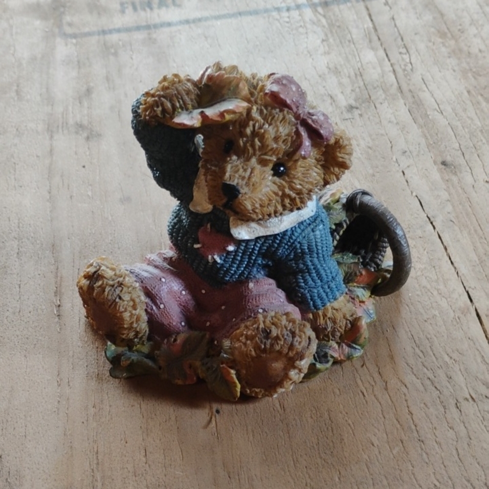 Home Interiors Bear Figurine with Blue and Pink Accents